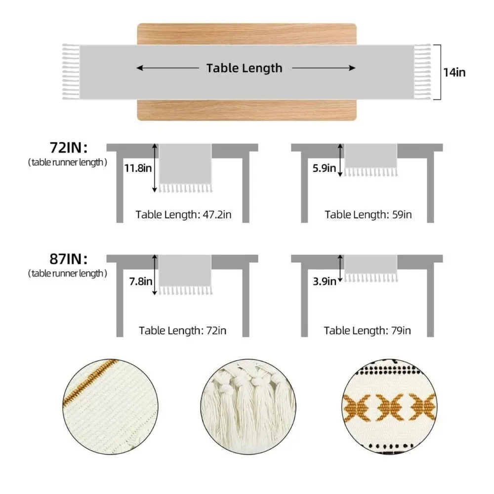Cotton Woven Table Runner for Wedding Bridal Shower Party Dining